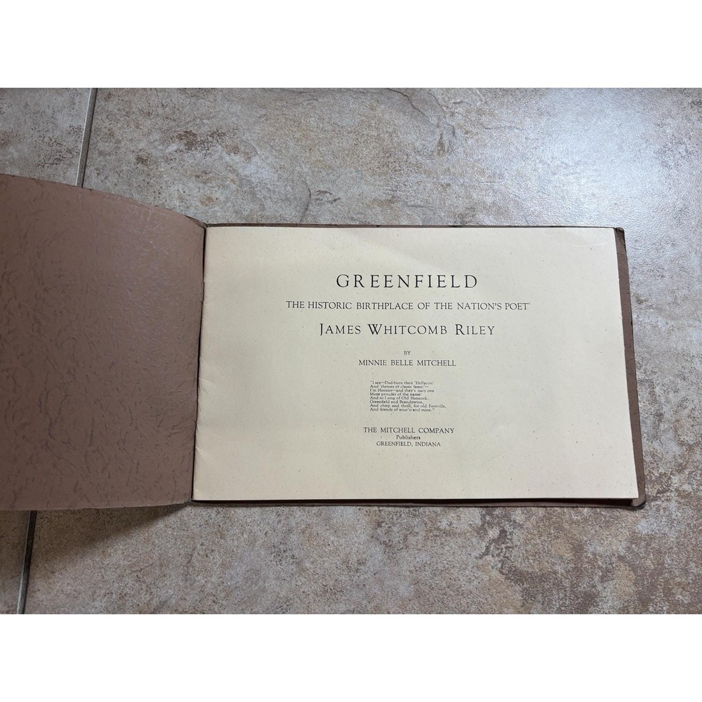 1926 James Whitcomb Riley Greenfield Indiana Souvenir Book Minnie Belle Mitchell - Picture 2 of 5